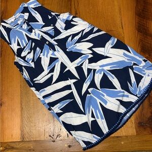 Joy Joy Blue and White Floral Lined Sleeveless Dress with Pockets, Size Medium